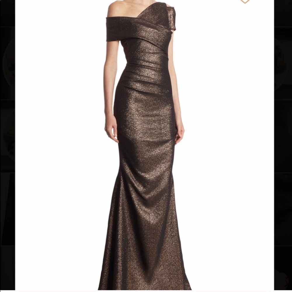 Talbot Runhof Metallic Scuba Gown Sz 16 in Copper